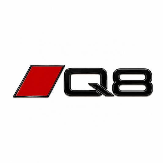 Q8 Kırmızı bayraklı Siyah Kırmızı Bagaj Yazısı Audi Uyumlu