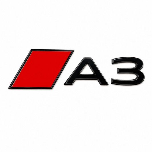 A3 Kırmızı Bayraklı 2024-2025 Siyah Kırmızı Bagaj Yazısı Audi Uyumlu