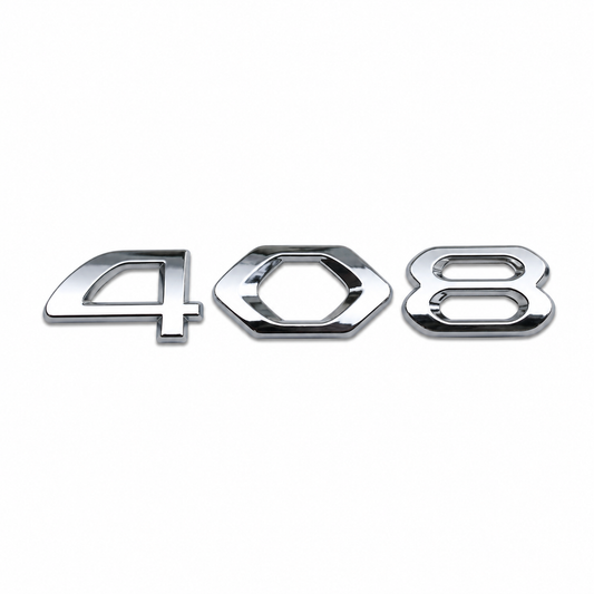 408 Büyük, ön kullanım için; Y.M. Krom Araç Yazısı Peugeot Uyumlu